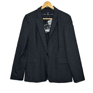 Melanie Lyne Womens Black Single Button Collared Long Sleeve Blazer Size 10